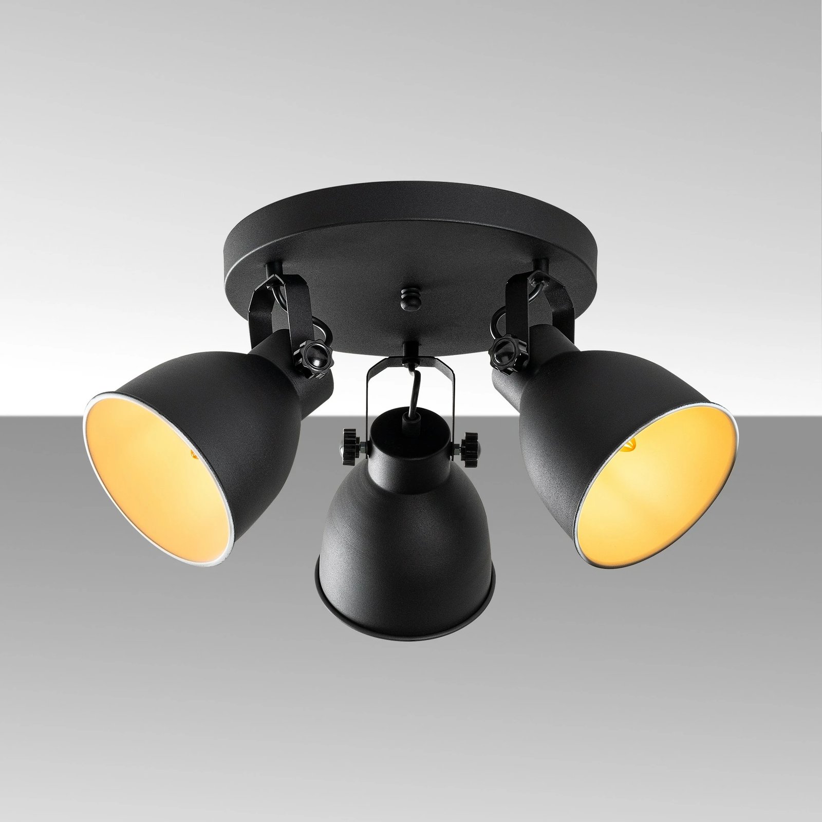 Llambë tavani Opviq, Spotkafası, e zezë, 3 vende, 46cm