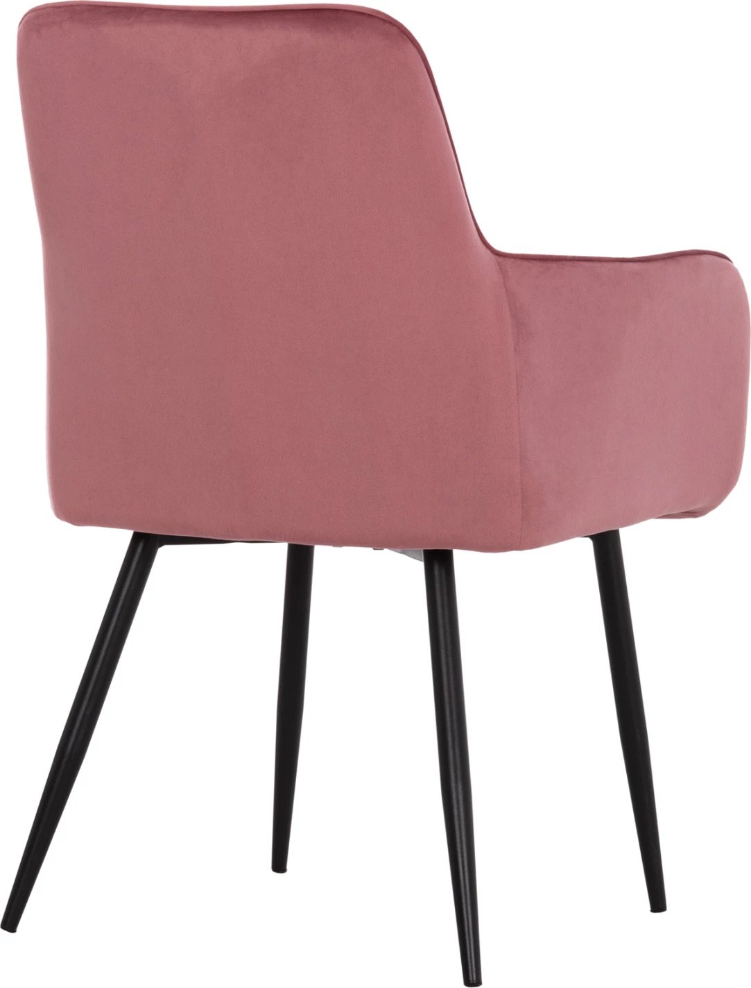 Karrige ngrënieje me krahë LATRELL, kadife rozë e zbehtë, këmbë metalike të zeza, 54x57x84cm, set prej 2 copash