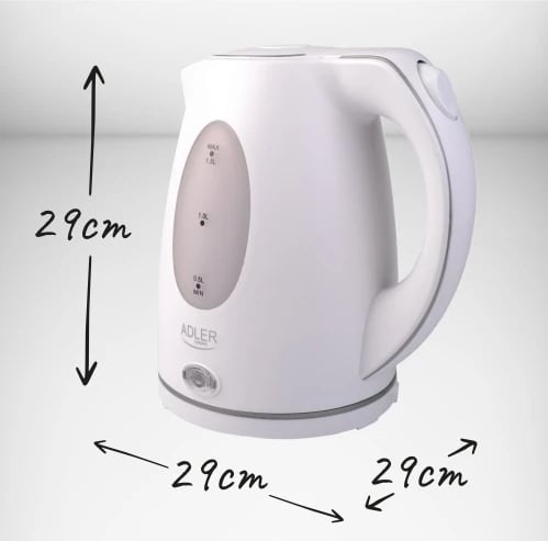 zierës uji elektrik plastik, Adler AD 1207, 1.5 L, 1850-2200 W, i bardhë