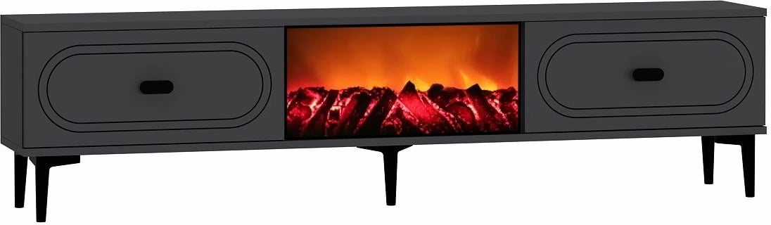 Komodë TV Skye Decor, ngjyrë antracit, me oxhak dekorativ