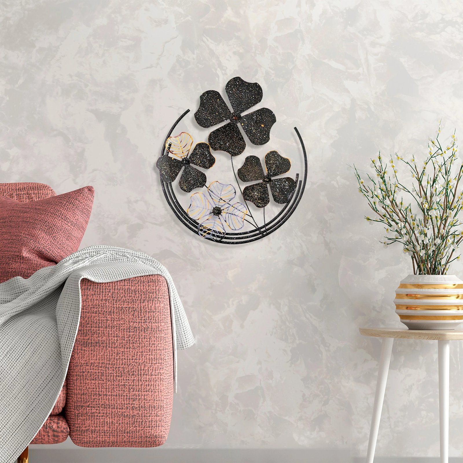 Aksesor dekorativ metalik për mur Wallity, Shihezi 3, shumëngjyrësh, 50x50x4cm