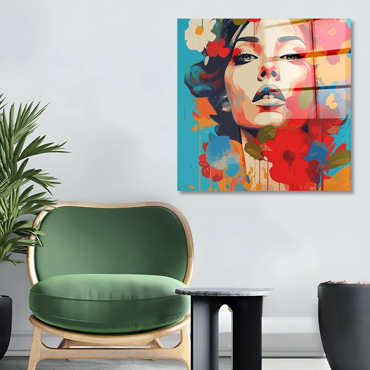 Pikturë dekorative prej xhami të temperuar, shumëngjyrëshe, CAM4076_5050, 50x50cm