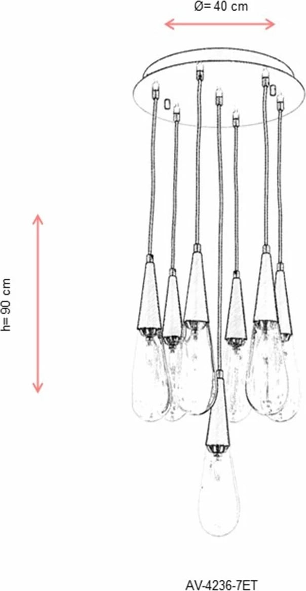 Llambë tavani industriale Opviq, AV-4236-7ET, ngjyrë antike, 90x40cm, 7xE14