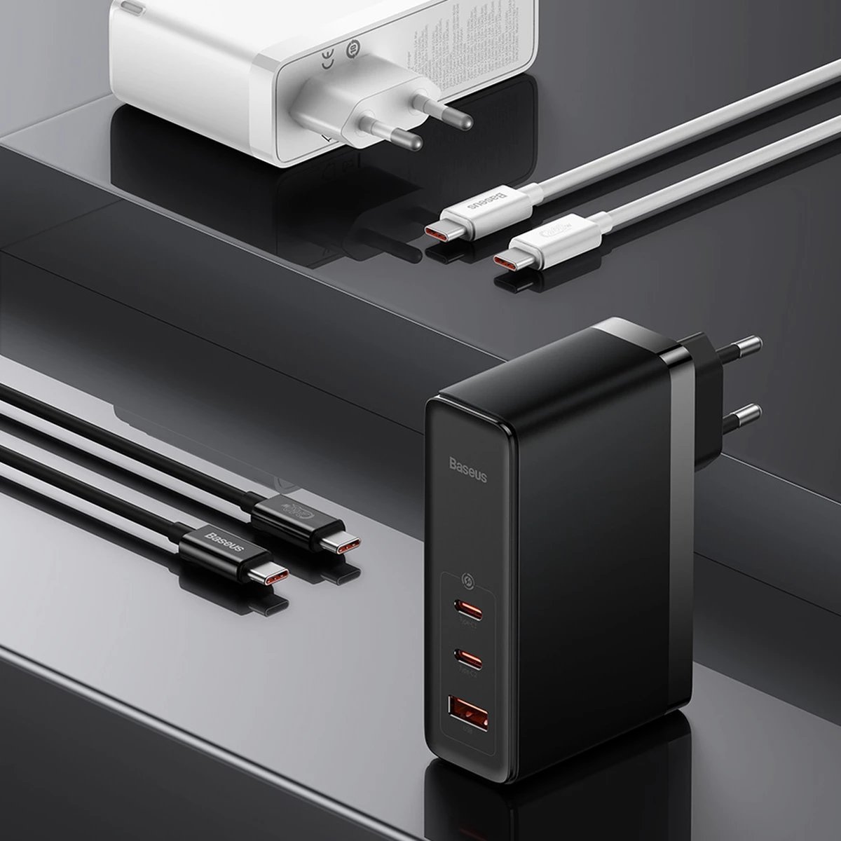 Karikues i shpejtë Baseus GaN5 Pro, 140W, 2x USB-C + USB-A, EU, i zi Karikues i shpejtë Baseus GaN5 Pro, 140W, 2x USB-C + USB-A, EU, i zi