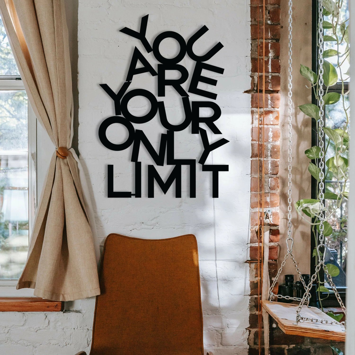 Aksesor dekorativ muri prej metali Wallity, Limit, ngjyrë e zezë, 37x52cm