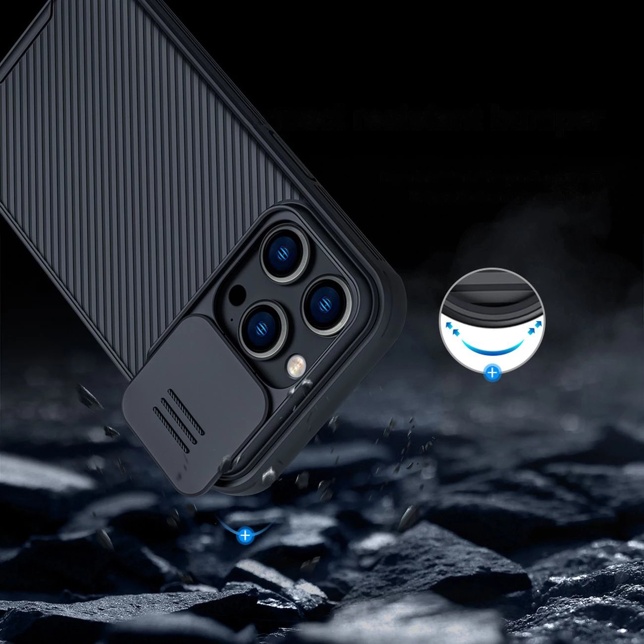Mbështjellës Nillkin CamShield Pro Magnetic për iPhone 14 Pro Max, MagSafe, mbrojtje kamerës, Blu