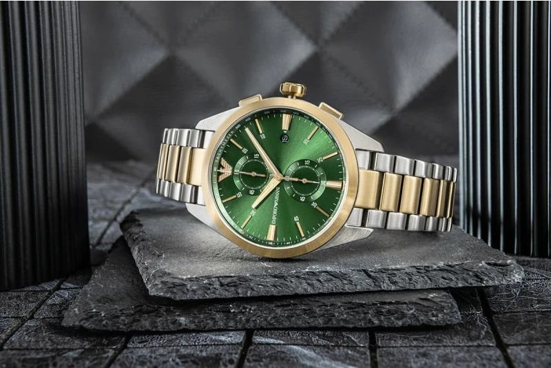 Orë dore për meshkuj Emporio Armani, argjend e ar