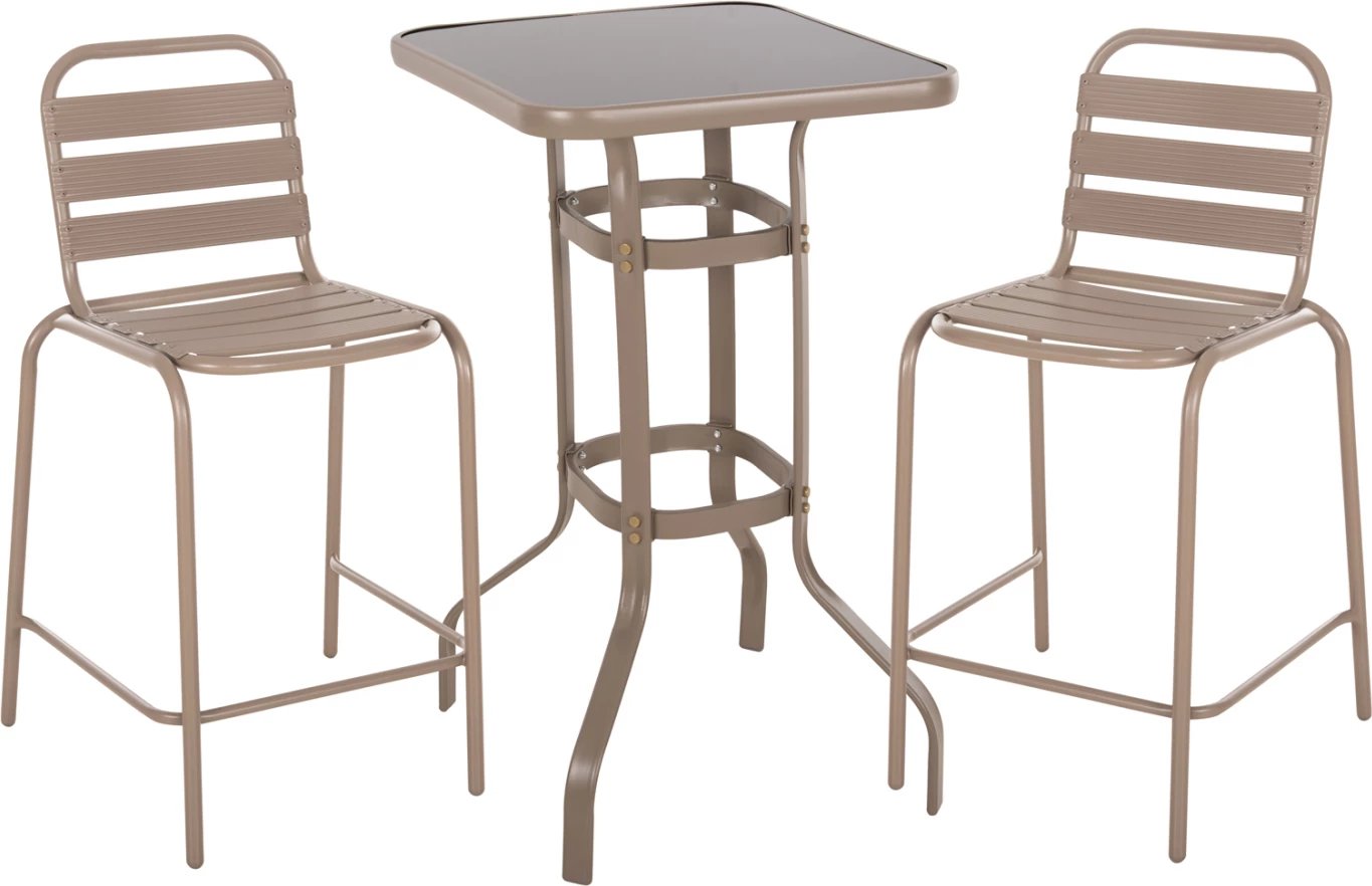 Set salloni për jashtë 3 copë Laura FH21056, metal dhe alumin ngjyrë shampanje