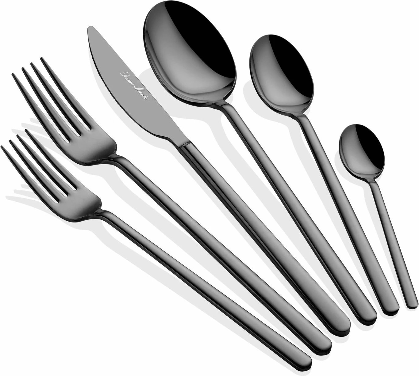 Set lugësh, pirunësh e thikash (36 copë), Hermia Concept, Allegra Titanum, ngjyrë e zezë