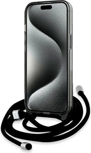 Mbështjellës Karl Lagerfeld IML Crossbody Monogram Karl & Choupette Head MagSafe për iPhone 15/14/13, i zi