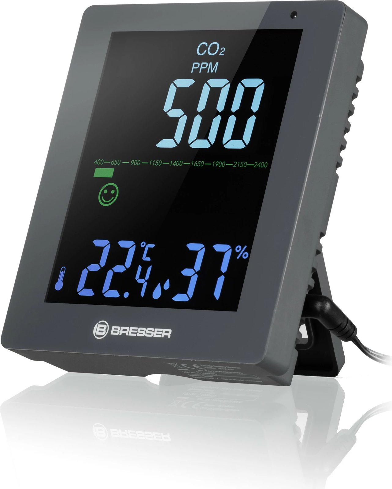 Monitor cilësie ajri Bresser CO2, ekran LED, gri