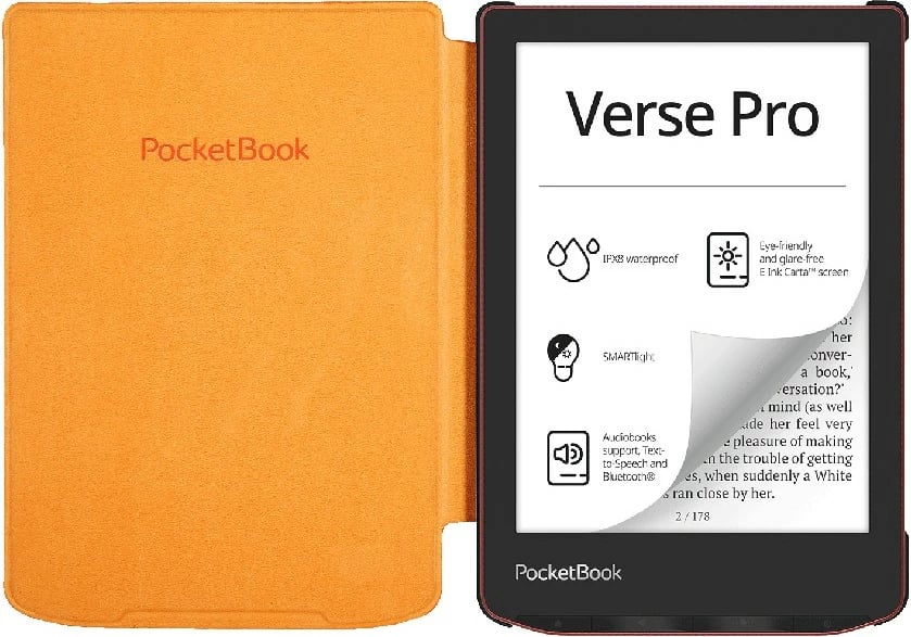 Mbështjellës PocketBook Shell për Verse/Verse Pro, folio, portokalli