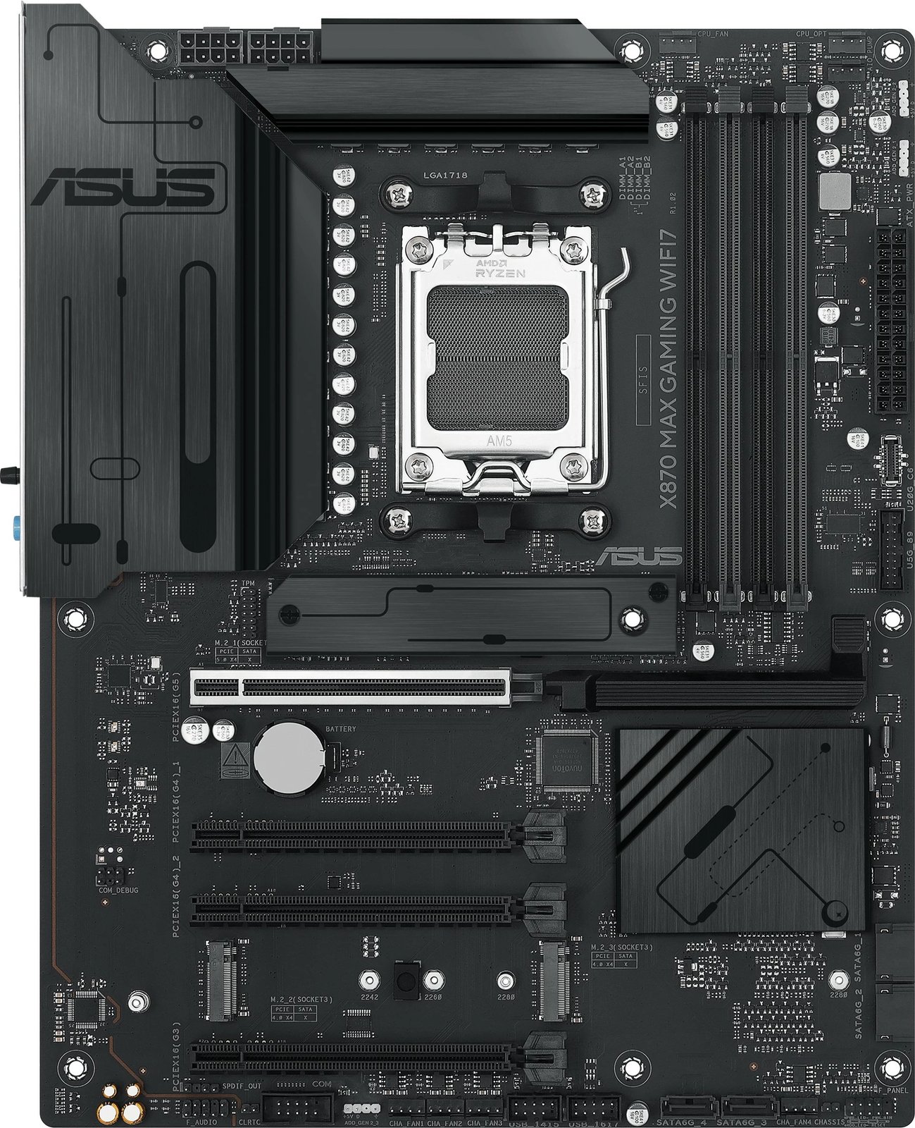 Pllakë amë ASUS X870 MAX GAMING WIFI7, Socket AM5, DDR5, ATX, Wi-Fi 7, e zezë