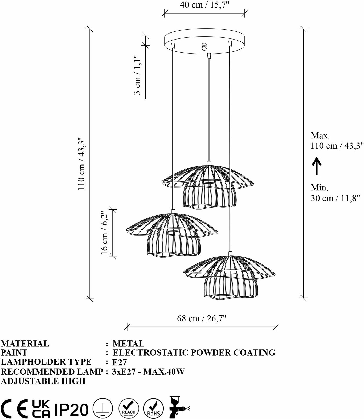 Llambë tavani Opviq, Mantar - 6503 - S - 1, ngjyrë ari