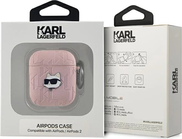 Mbështjellës Karl Lagerfeld Choupette Head për AirPods 1/2, Rozë
