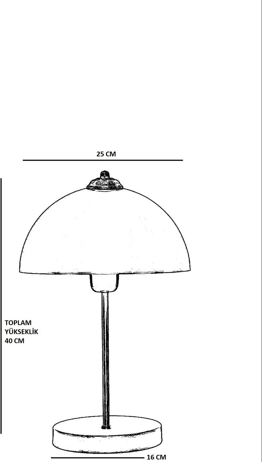 Llambë tavoline Opviq, Lungo Eskitme, kapak Ufo, ngjyrë ari