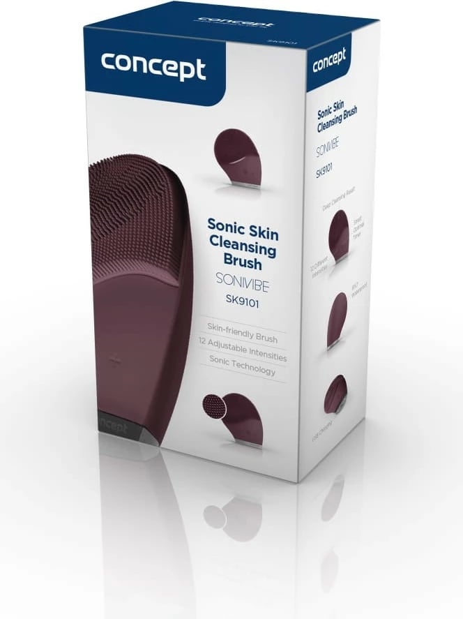 Brushë elektrike fytyre Concept Sonivibe SK9101, 12 intensitete, USB, Burgundy