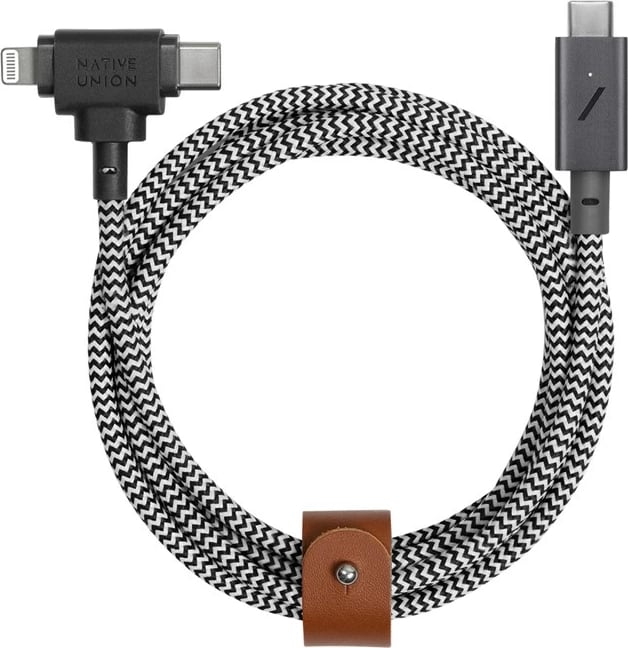 Kabllo USB Native Union Belt Cable Duo Pro, 1.5m, USB-C në USB-C/Lightning, Zi