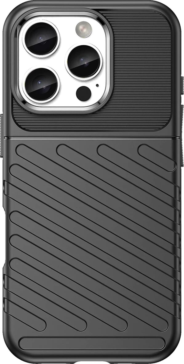 Mbështjellës Hurtel Thunder Case për iPhone 16 Pro Max, TPU, i zi