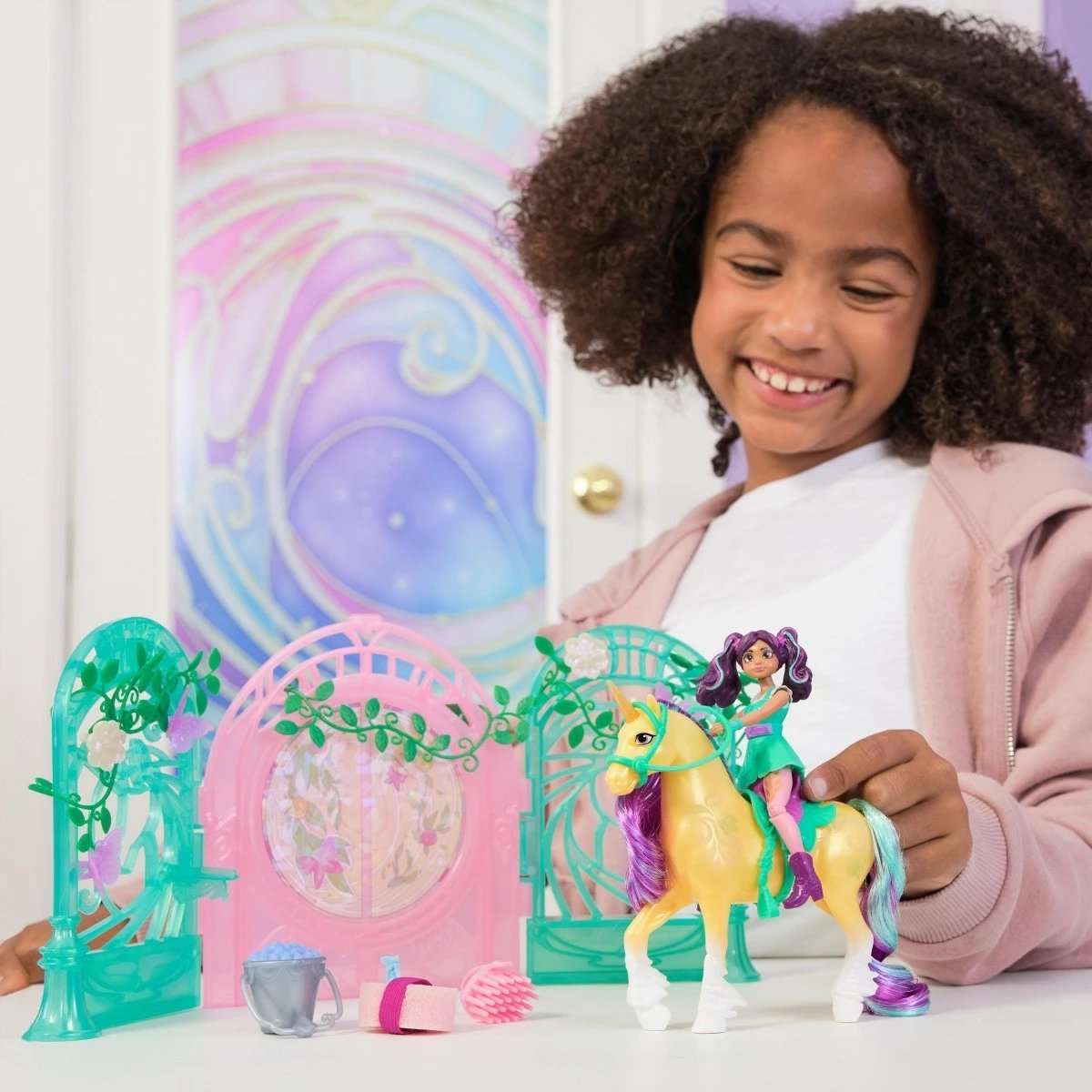 Set figurina Unicorn Academy Spin Master 6072051, Ava & Leaf, me aksesorë, ndryshim ngjyre