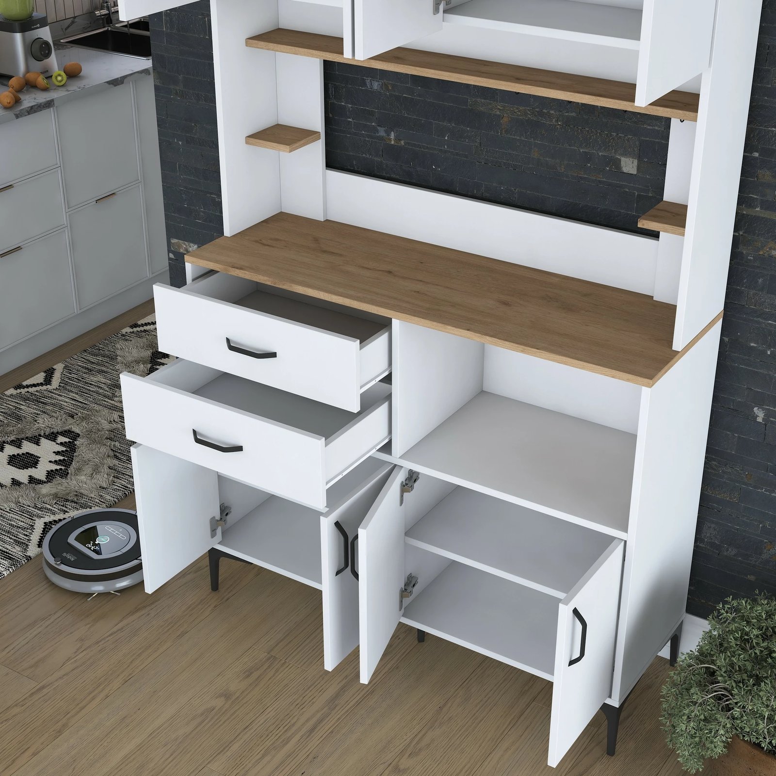 Dollap multifunksional Skye Decor, ngjyrë arrë dhe e bardhë, JE179 - 3402