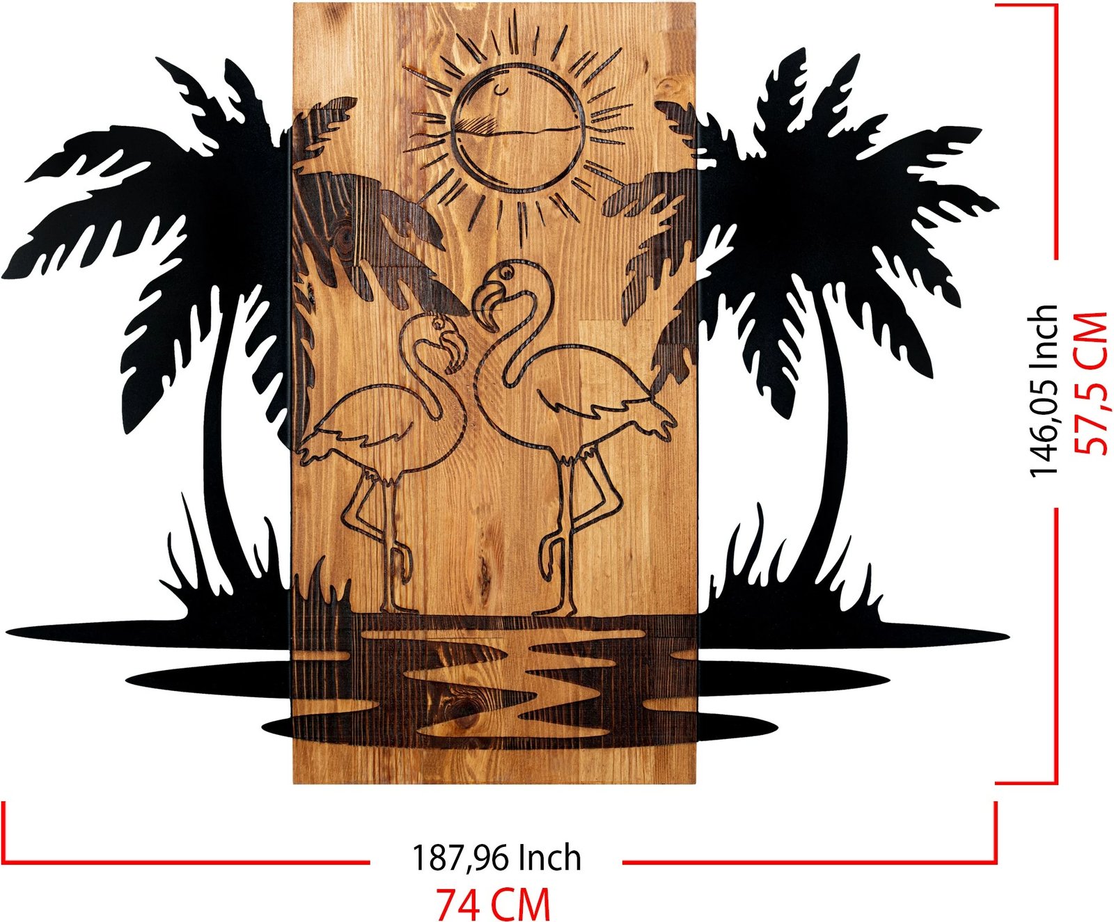 Aksesor dekorativ për mur, dru dhe metal, Wallity, Hawaii