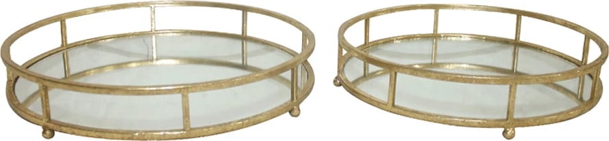 Set tabakash FLARE, 2 copë, metal ngjyrë ari, pasqyrë, 41x41x7cm