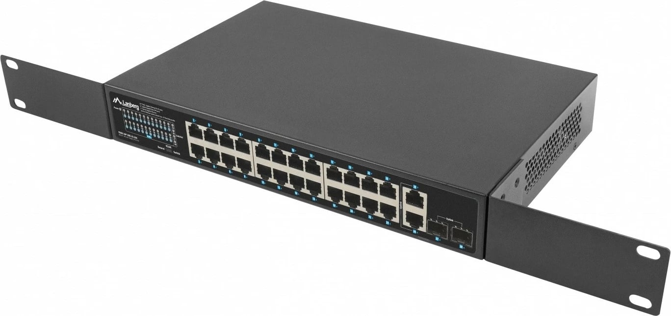 Switch Lanberg RSGE-24P-2GE-2S-250, 24x PoE+ Gigabit, 2x SFP, 2x Gigabit uplink, rack 19", 250W