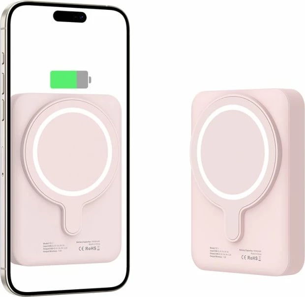 Powerbank Tech-Protect LifeMag PB11, 10000mAh, MagSafe, USB-C, Rozë me kabllo USB-C