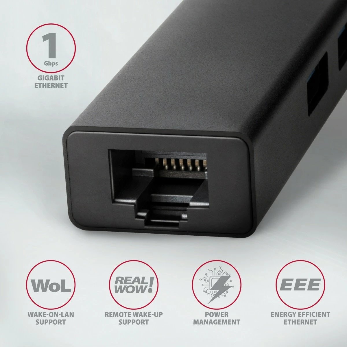 Multiport USB hub AXAGON HMC-GL3A, 3x USB-A 3.0, GLAN, kabllo USB-C 20cm, i zi