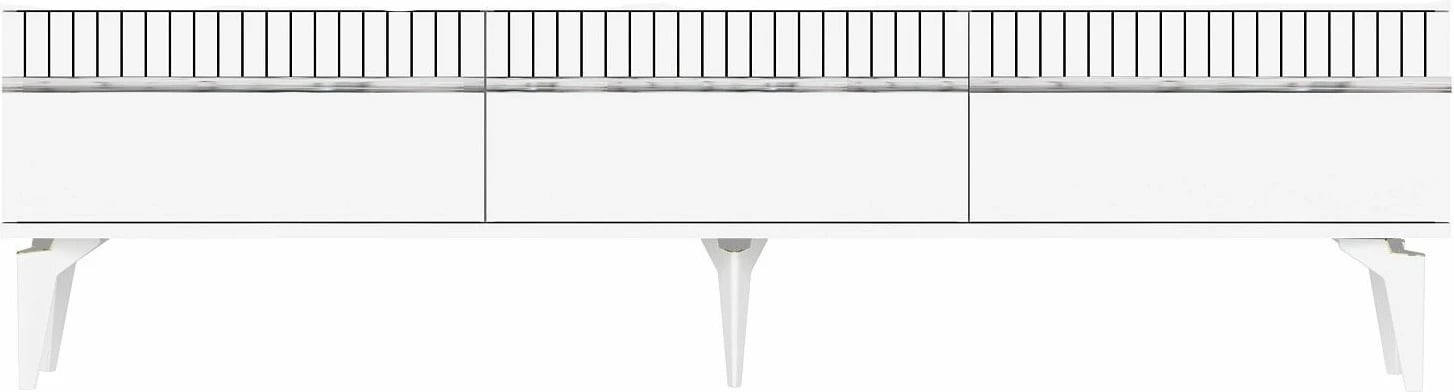 Komodë për TV, Skye Decor, ngjyrë e bardhë dhe argjend