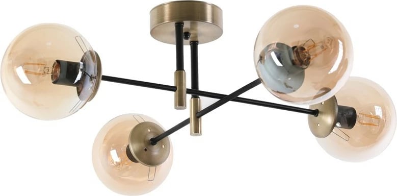 Llambë tavani Opviq Dolunay, 4 drita, ngjyrë bakri, xham bal