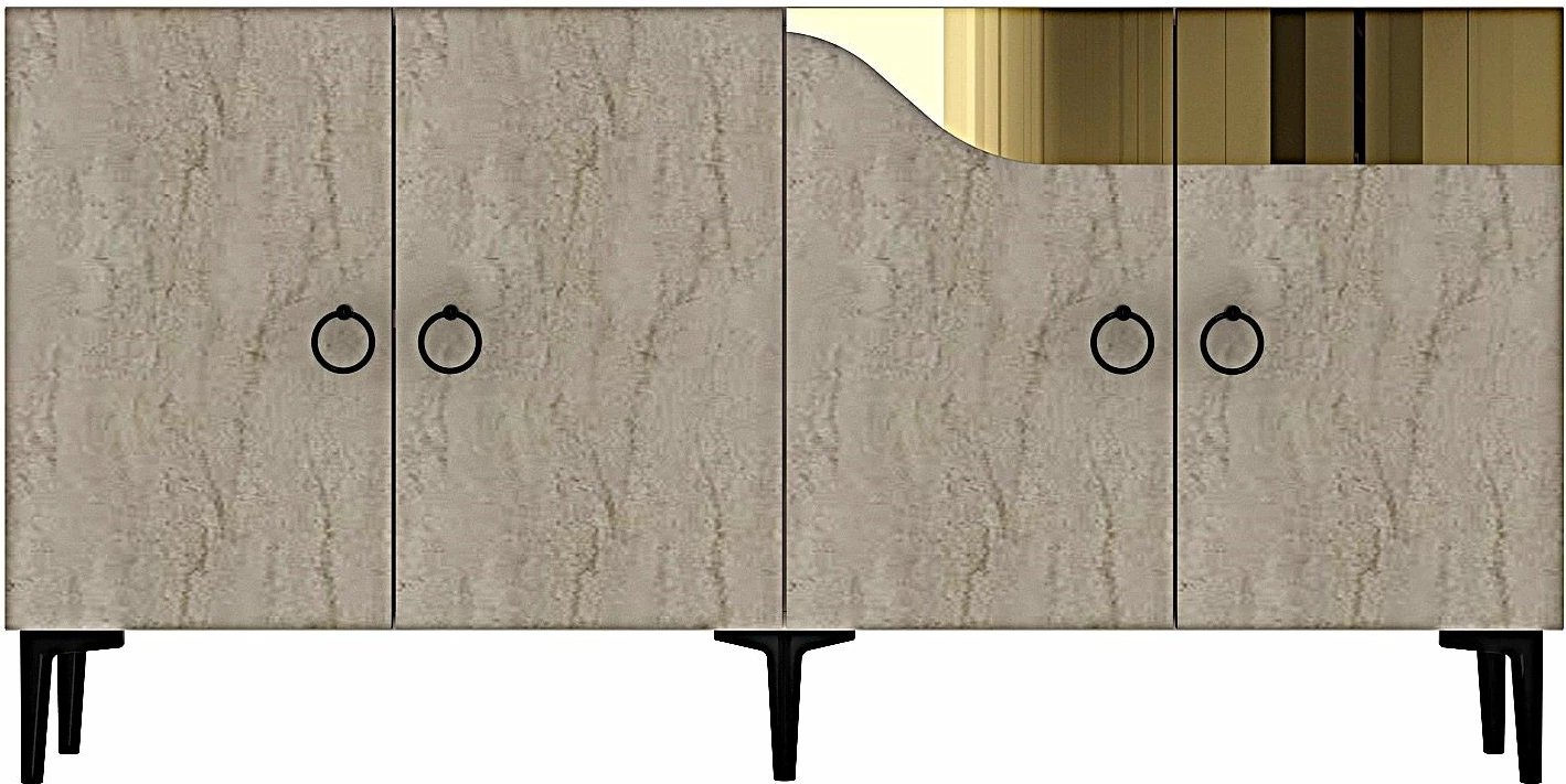 Konsol Skye Decor, Gama 150, e bardhë, travertin, ari