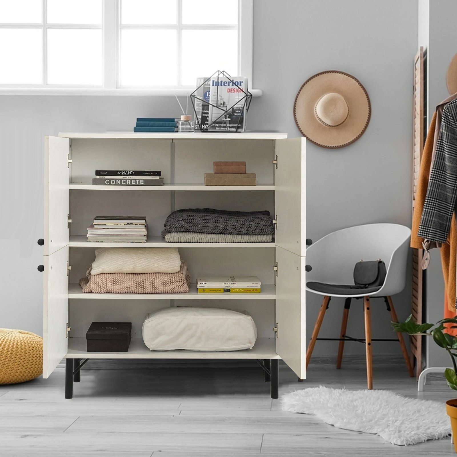 Dollap multifunksional Hanah Home, dizajn terrazzo, shumëngjyrësh