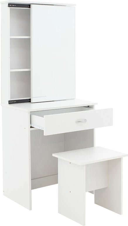 Tavolinë grimi me pasqyrë Zelia, ngjyrë e bardhë, 60x40.5x151cm