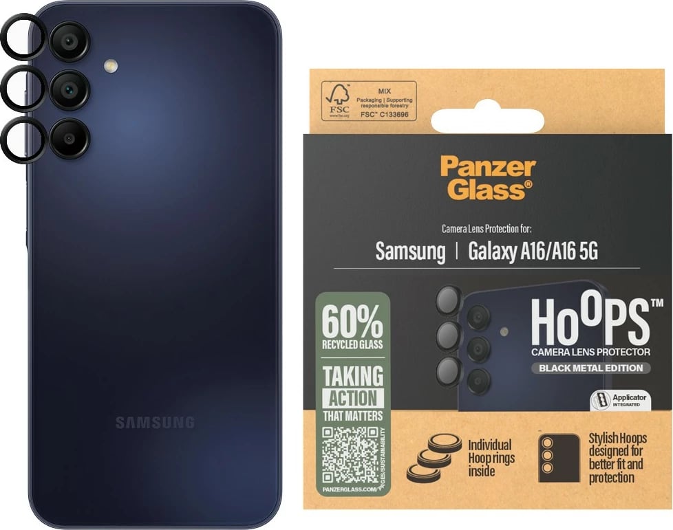 Mbështjellës lente PanzerGlass Samsung A16, i zi