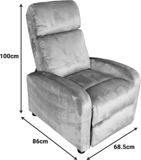 Fotel relaksues Norva, kadife gri, 68.5x86x100cm