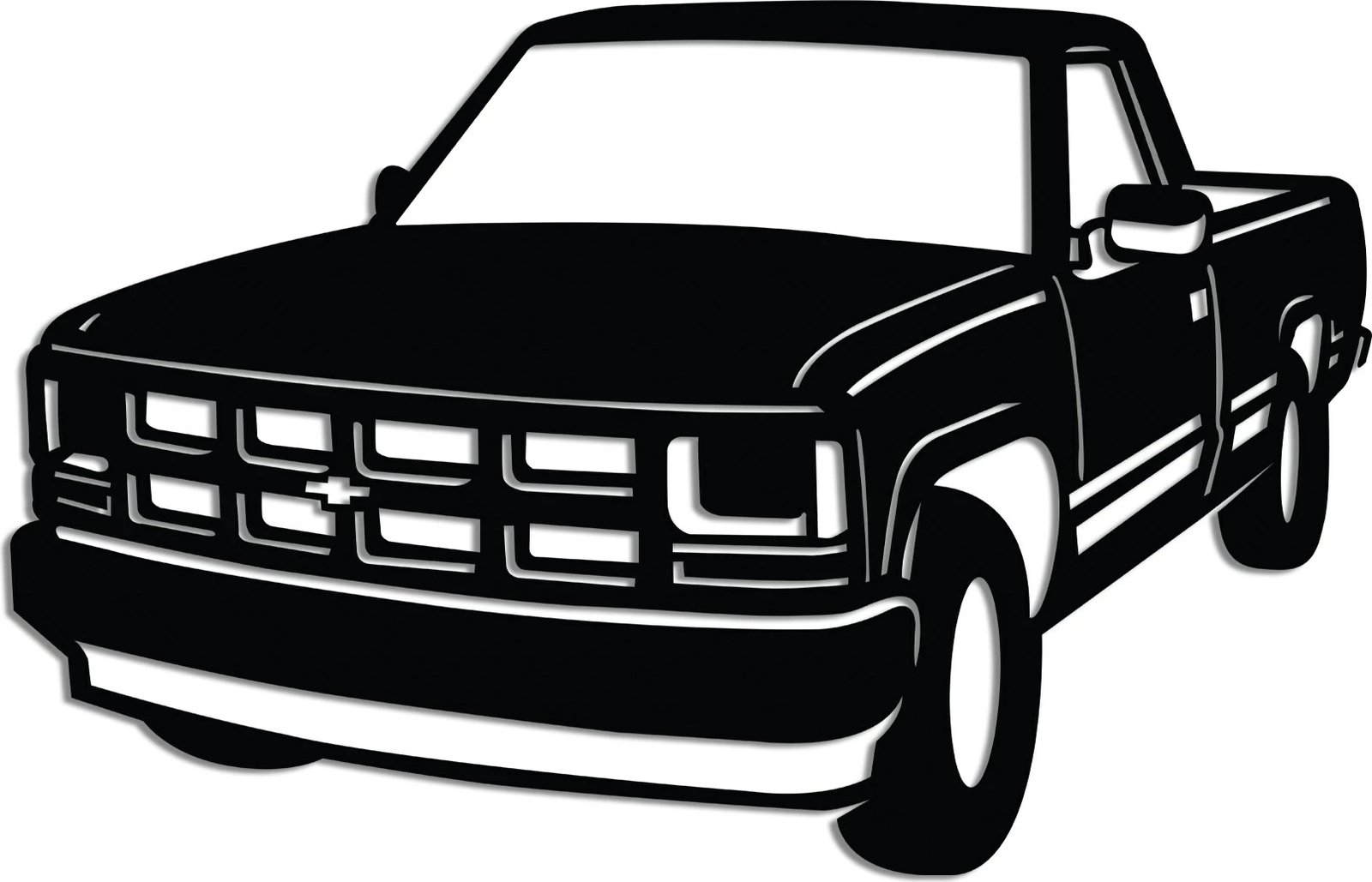 Aksesor dekorativ metalik për mur, Wallity, Chevrolet C-K (1994-1996), ngjyrë e zezë, 60x39cm