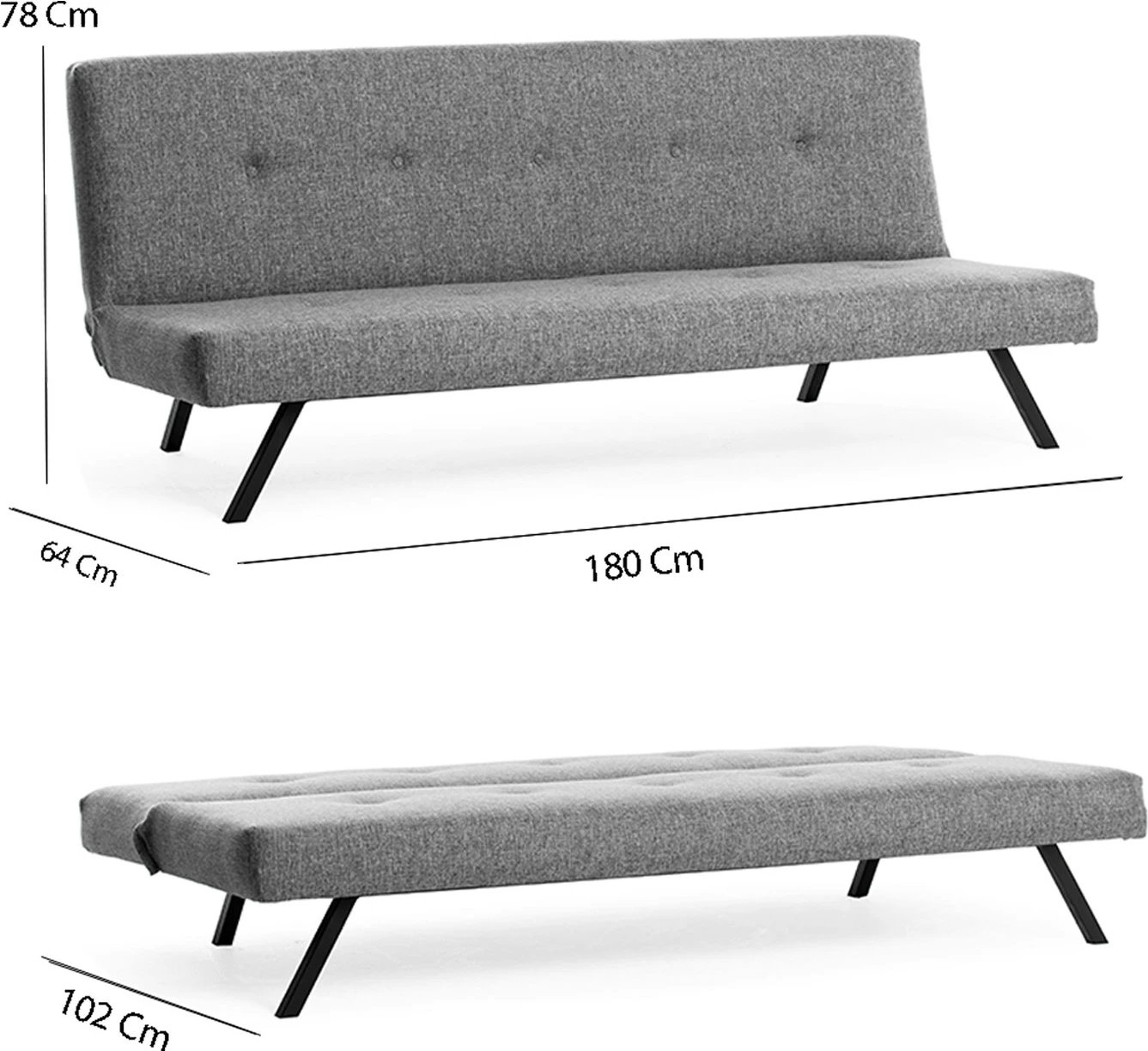 Divan-krevat 3 vende, Atelier del Sofa, Zola, ngjyrë gri e çelët