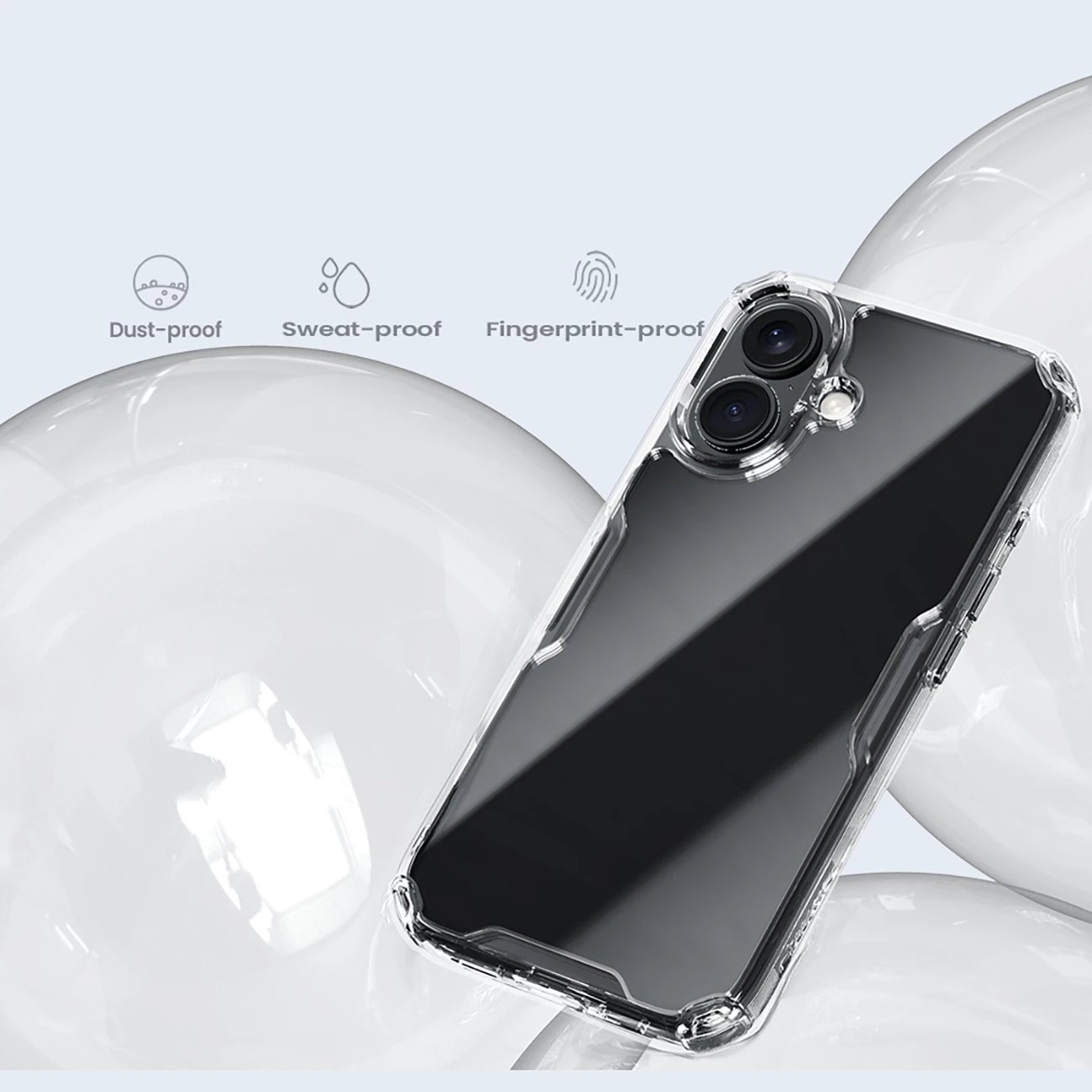 Mbështjellës Nillkin Nature Pro për iPhone 16, transparent dhe bardhë