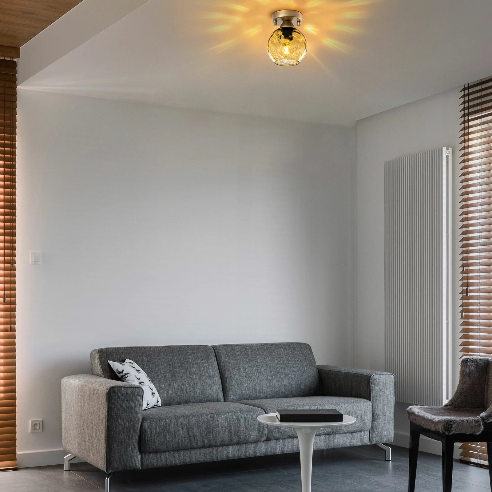 Llambë tavani Opviq Benek, e verdhë dhe e zezë, 15x15x18cm