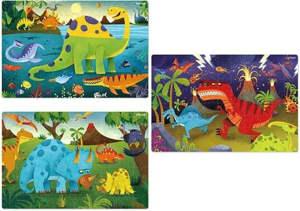 Puzzle Mideer Level Up 3 në 1, 54-88 pjesë, Dinosaur