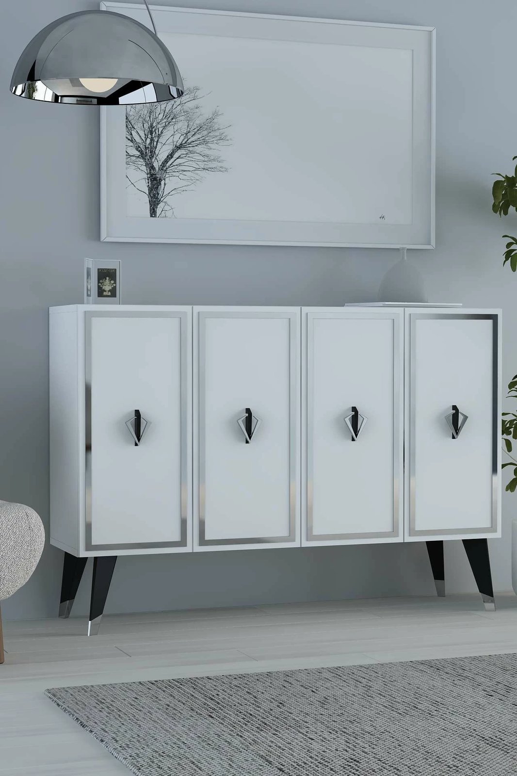 Konsol Skye Decor, 8175KM-32, e bardhë, e zezë, argjend