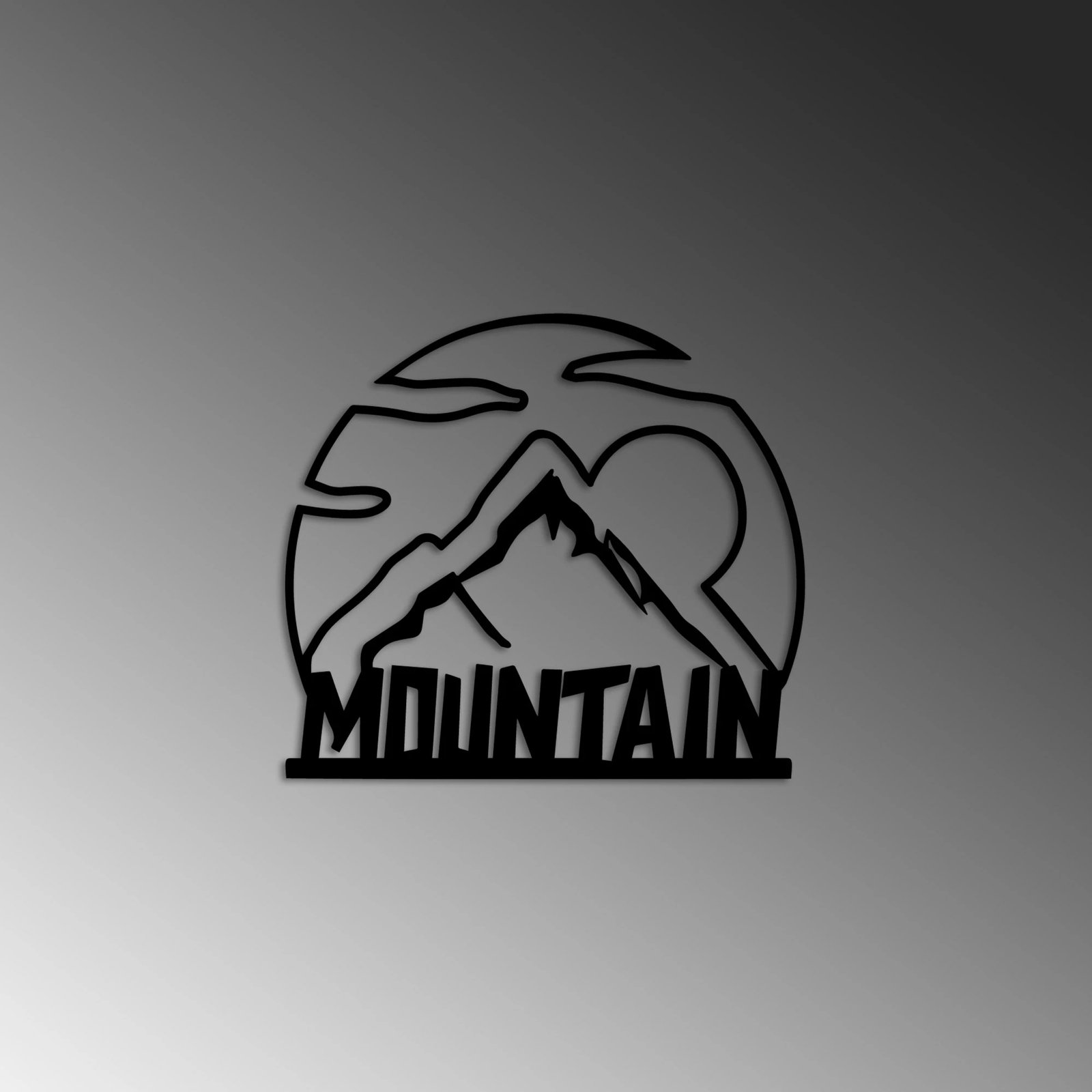 Aksesor dekorativ metalik për mur, motiv mali, Wallity, 58x52cm, i zi