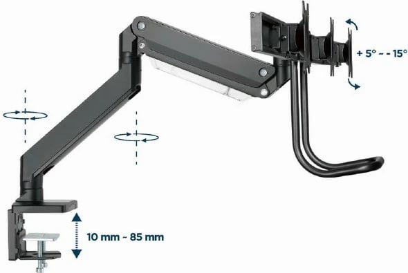 Krah i rregullueshëm për 3 monitorë Gembird MA-DA3-03, 17-27 inç, i zi