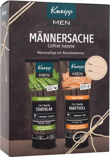 Set xhel dushi për meshkuj Kneipp Startklar & Kraftvoll 2in1, 2x200ml