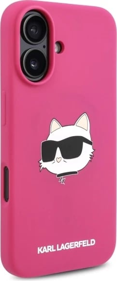 Mbështjellës Karl Lagerfeld Silicone Choupette Head MagSafe për iPhone 16, Fuchsia