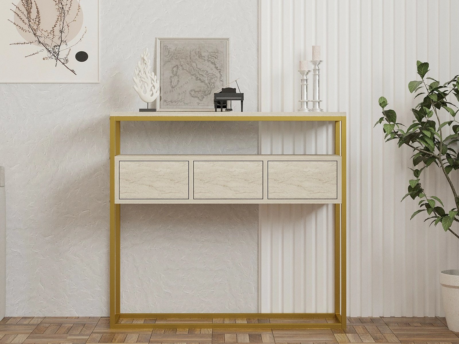 Konsolë Hanah Home, ngjyrë travertin, Guarda