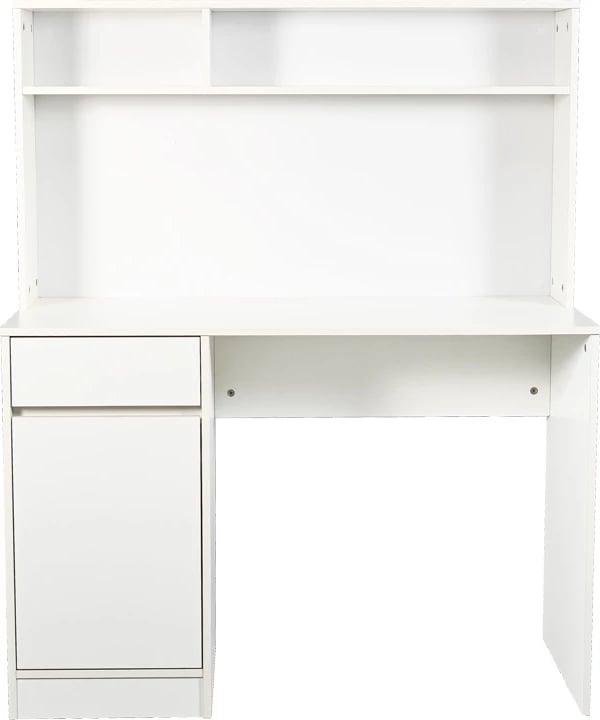 Tavolinë pune me rafte Secreta, ngjyrë e bardhë, 110x50x135cm