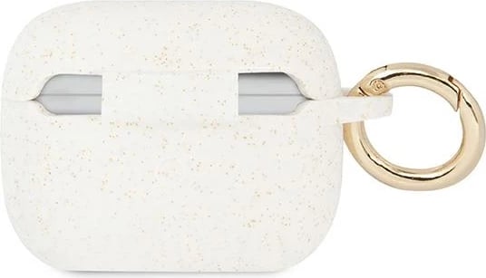 Mbështjellës Guess për AirPods Pro, silikon, i bardhë me shkëlqim